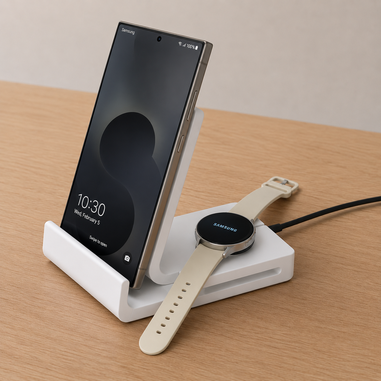 Universal Phone Stand with Samsung Galaxy Watch Charger Holder