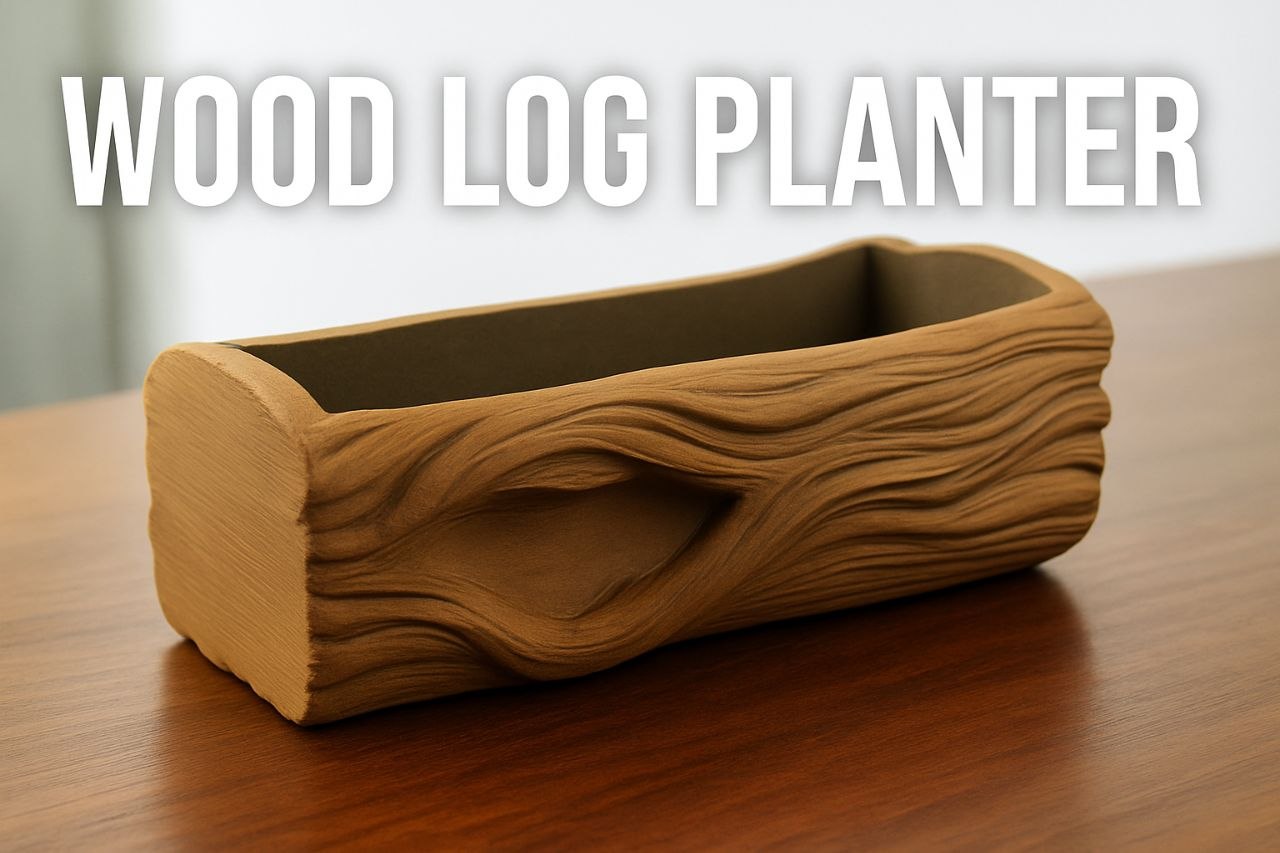 Wood Log Planter