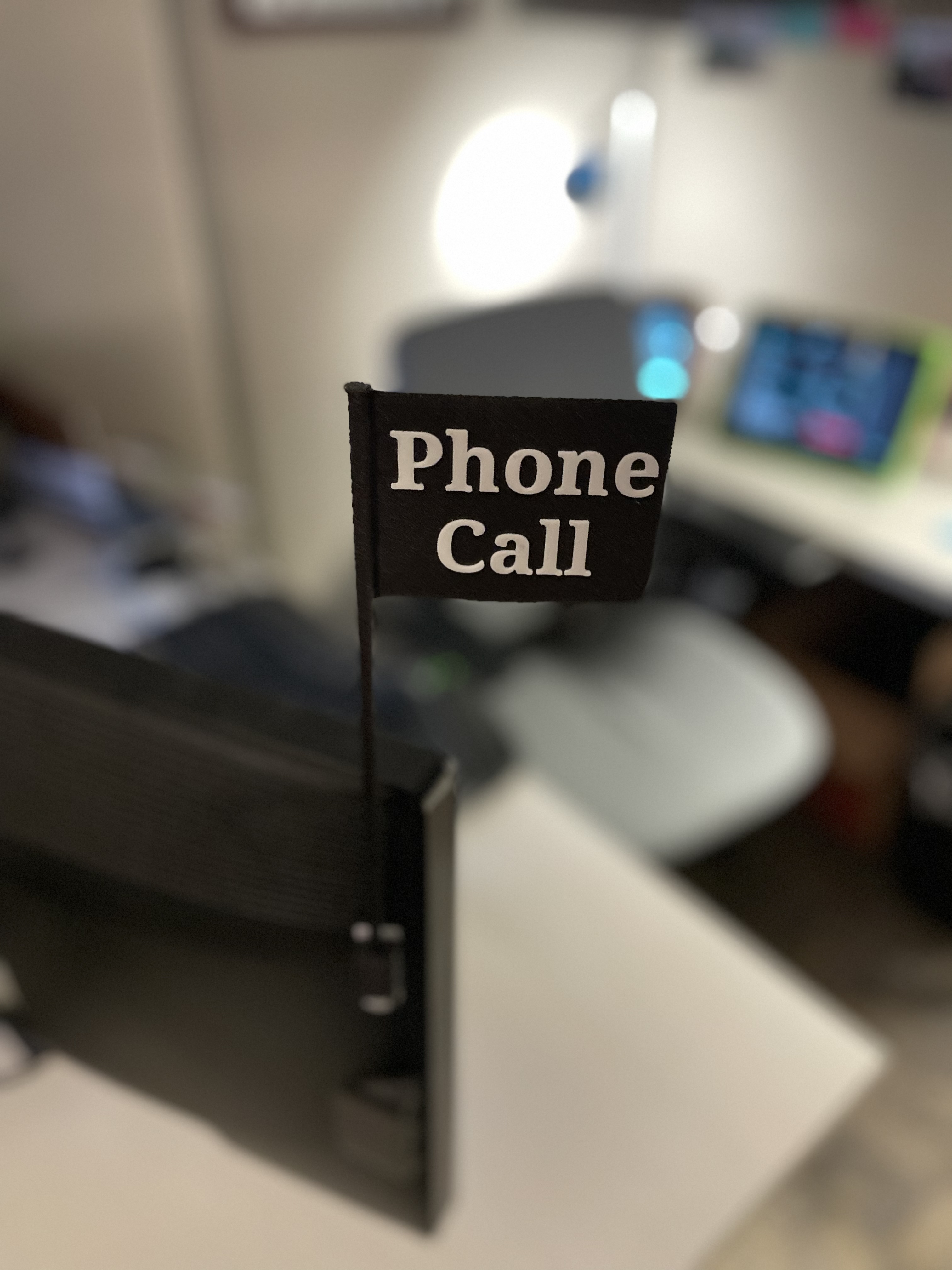 Phone Call Flag for Computer Monitor or Cubicle