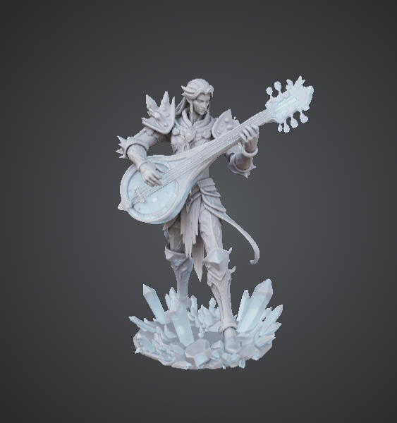 Crystal Bard Warrior – Fantasy Bard with Magical Lute