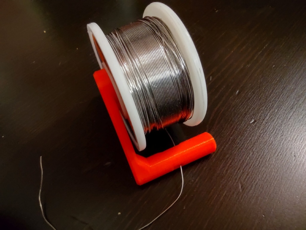 Solder wire spool holder - one part, no supports, with wire guide