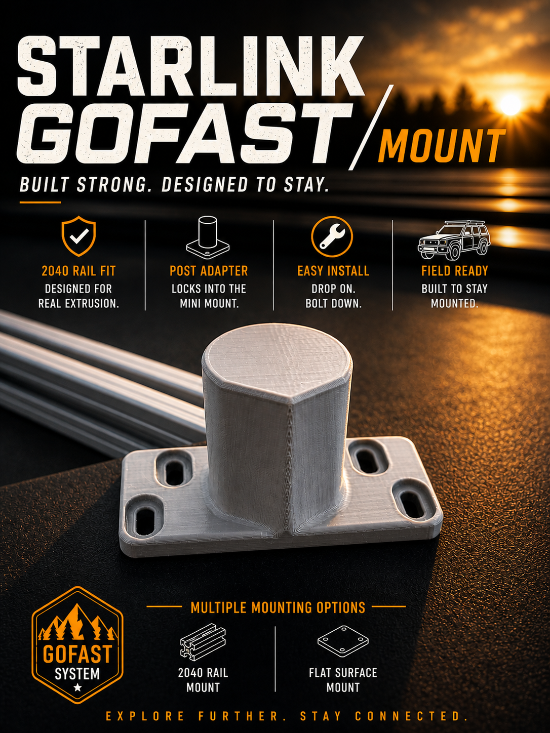 GoFast Starlink Mini Mount 2040 Post only