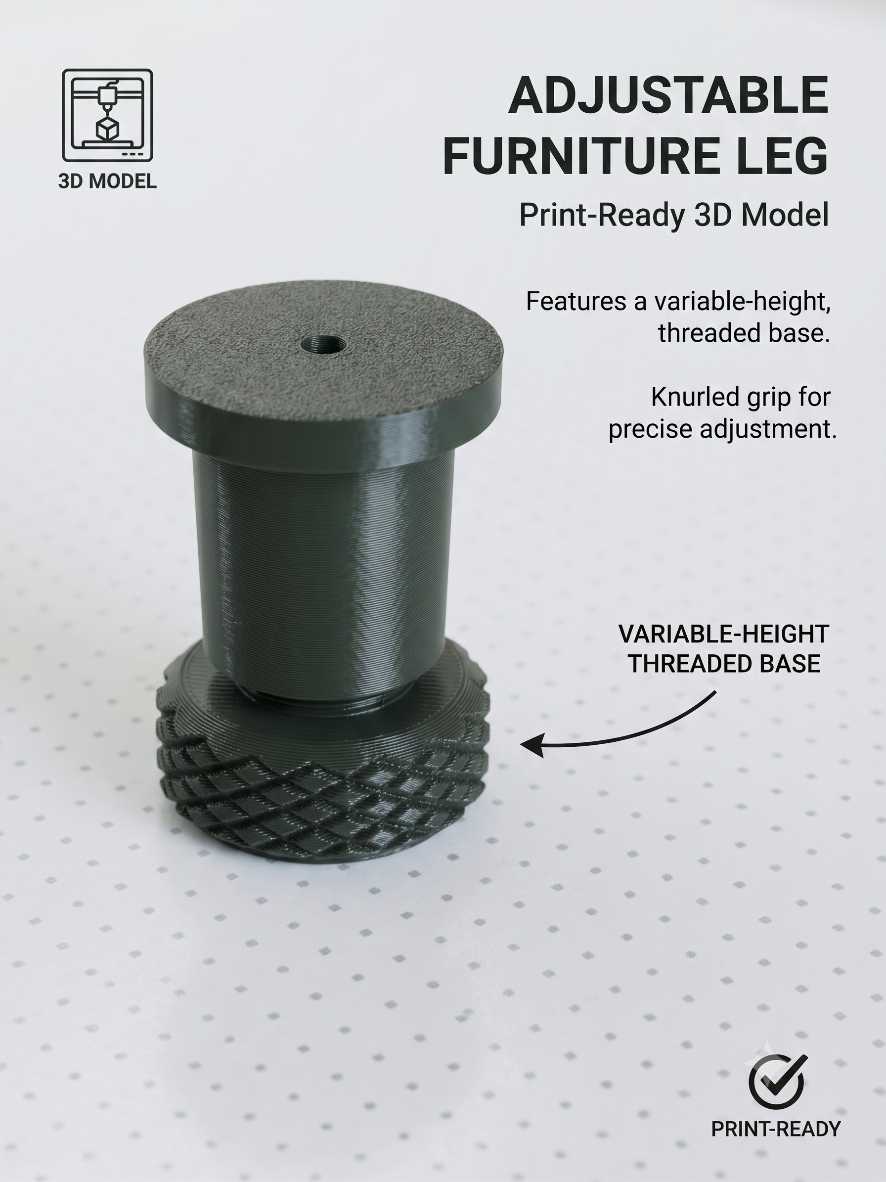 Mini height-adjustable leg
