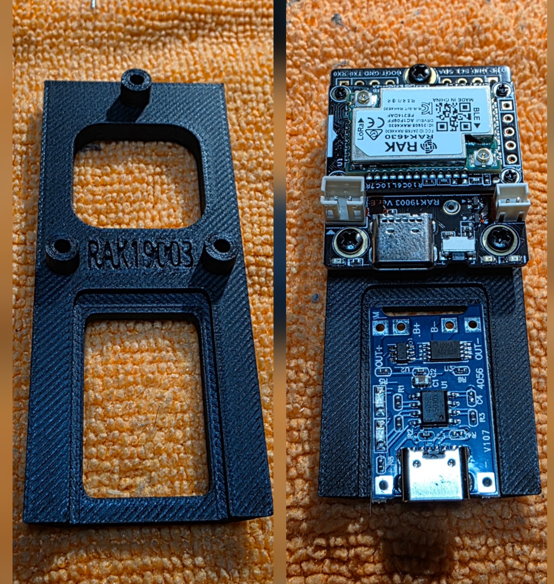Rak19003 holder with TP4056 charging board
