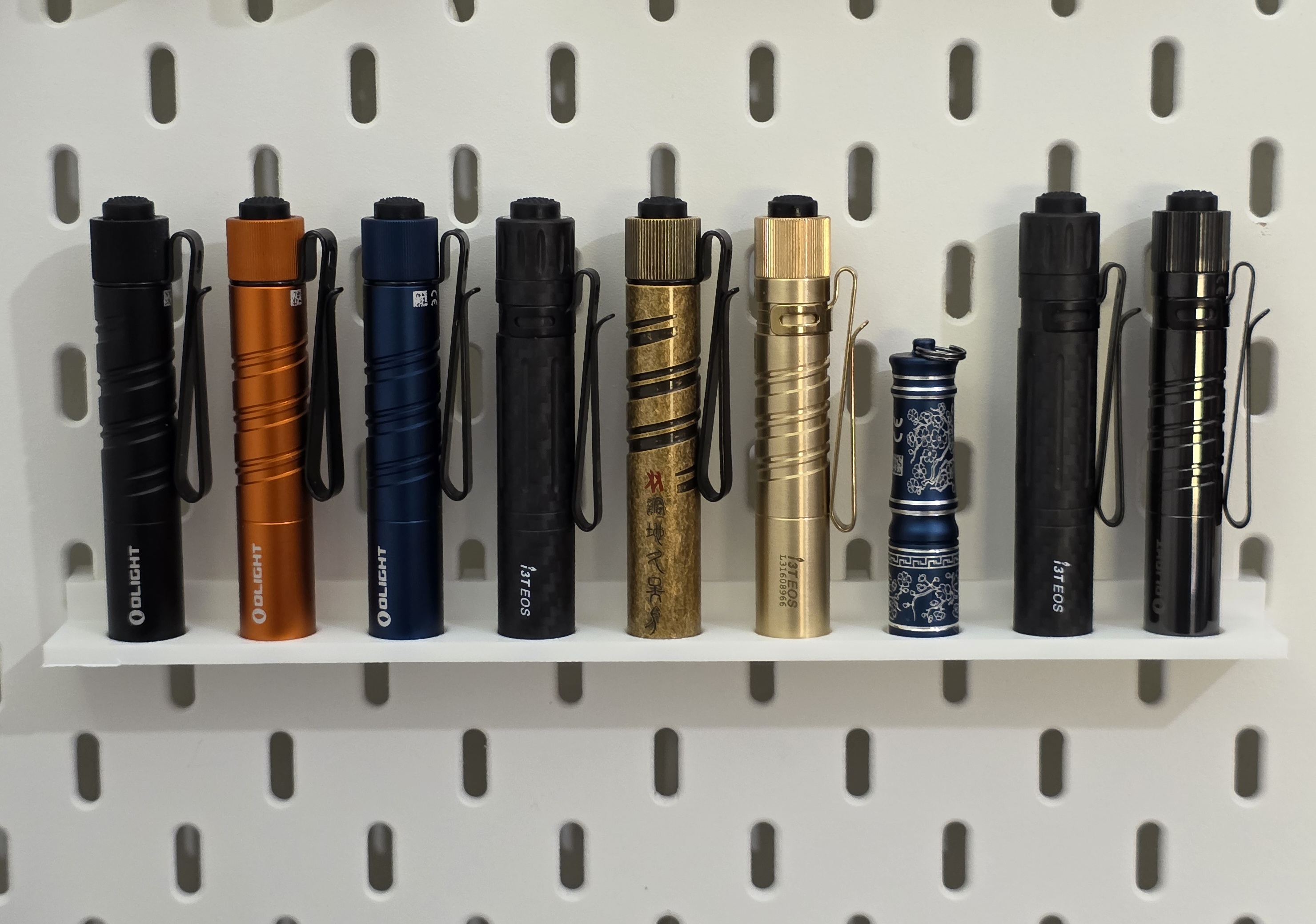 9x Olight I3E / I3T shelf for IKEA SKADIS
