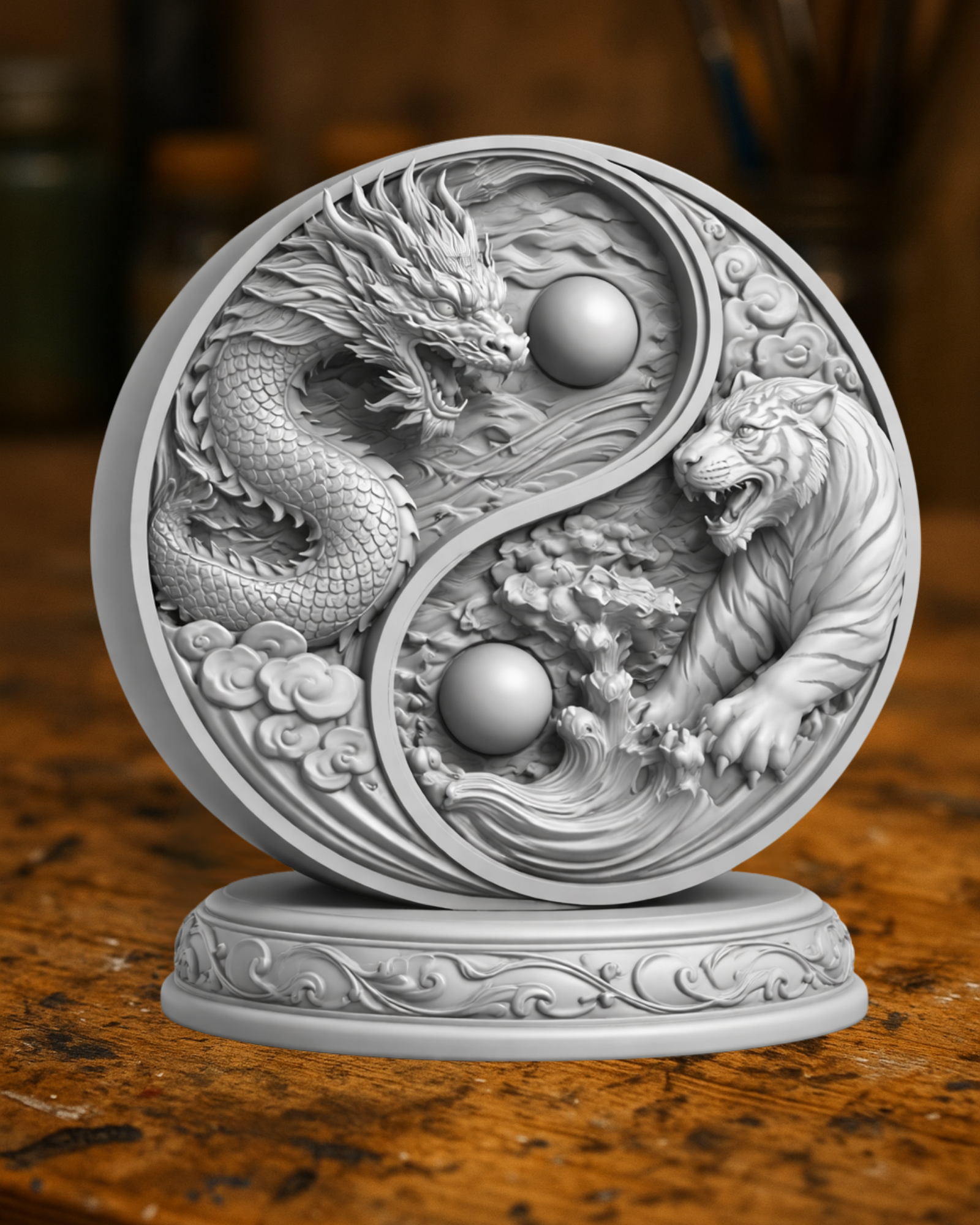 Yin Yang Dragon & Tiger — Balance Sculpture