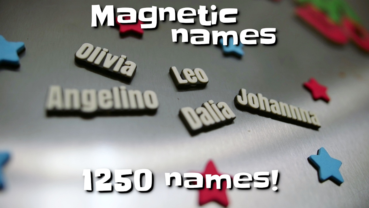 Magnetic names (for refrigerator poetry)