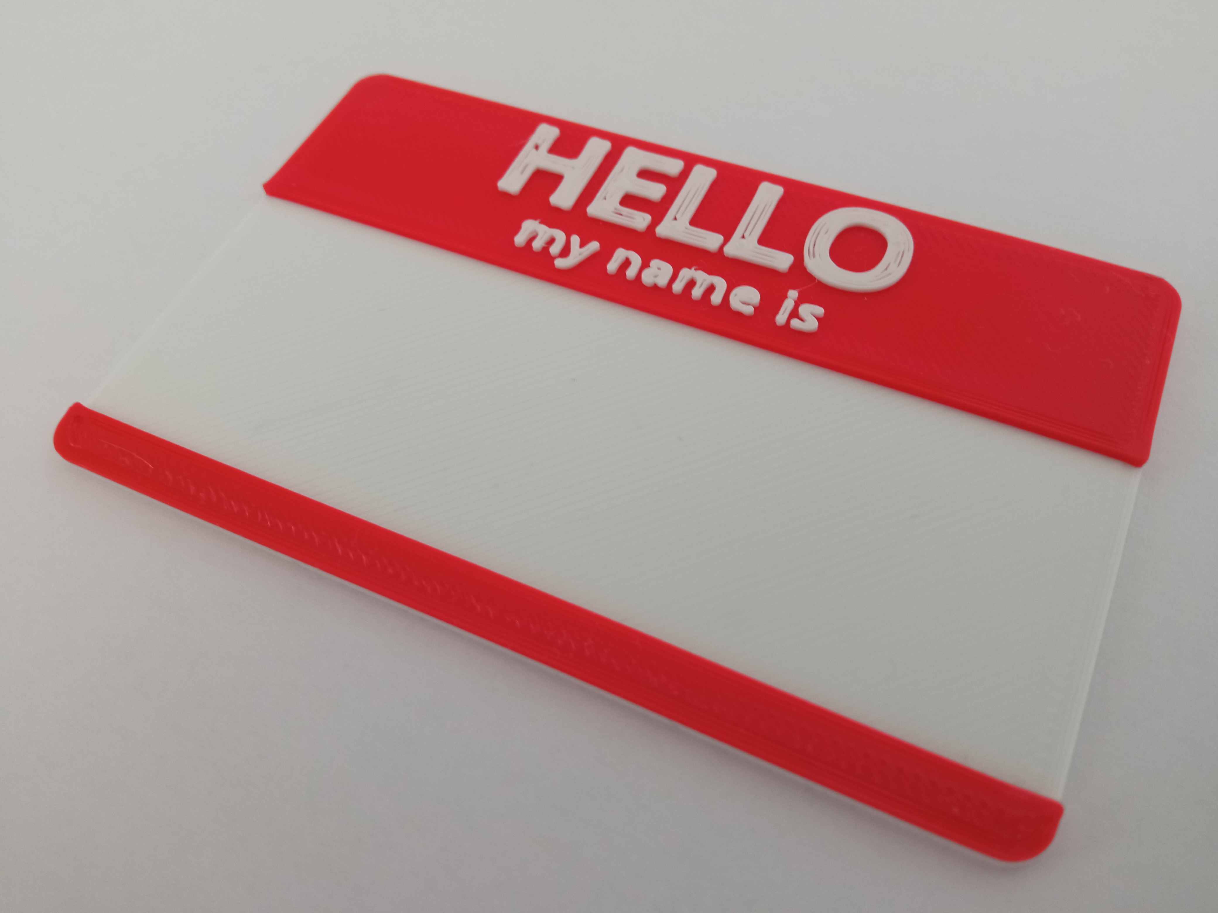 "HELLO, my name is" nametag