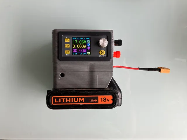 Mobile power supply (DPS3005) with black and decker battery (freecad files included)