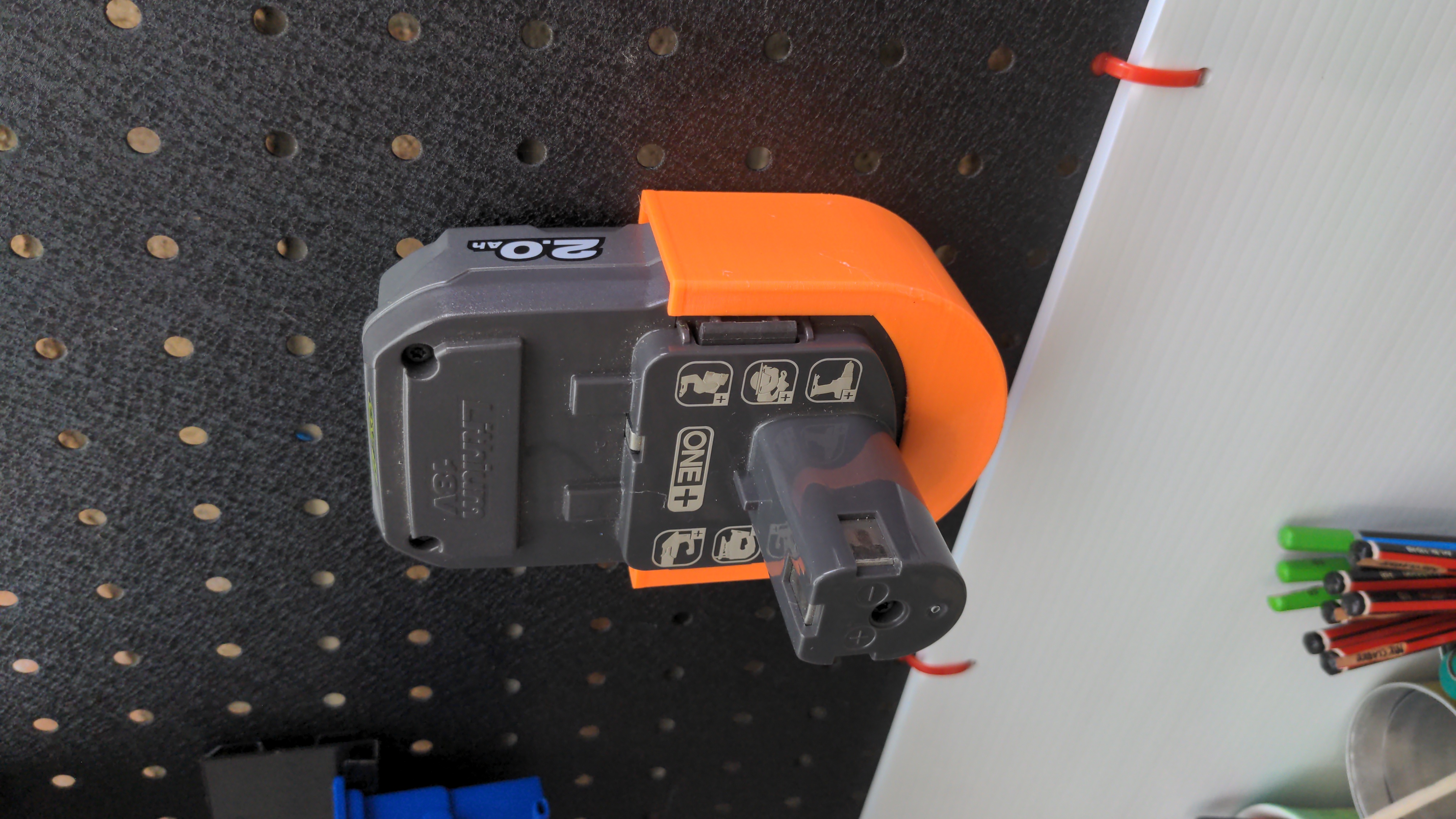 Ryobi One+ 2AH Pegboard Battery Holder by snrkl Download free STL