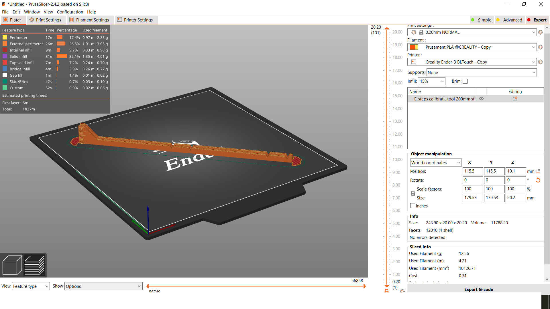 Helper tool for 3D printer Esteps calibration by Martin Download