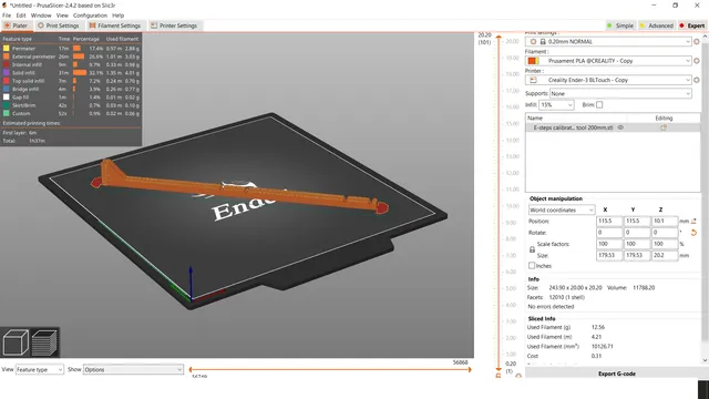 Helper tool for 3D printer E-steps calibration