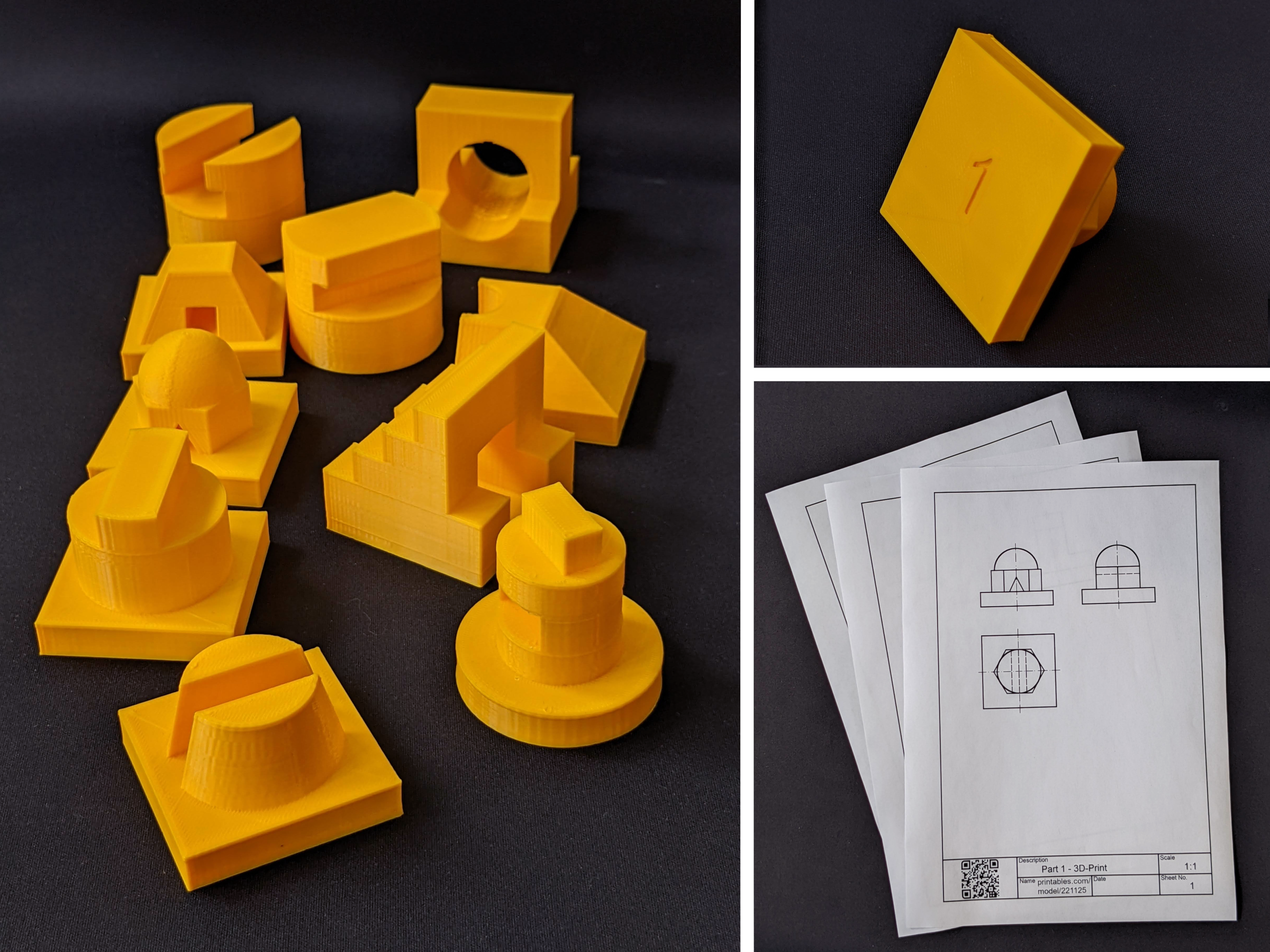 Technical drawings with 3D-Printed forms