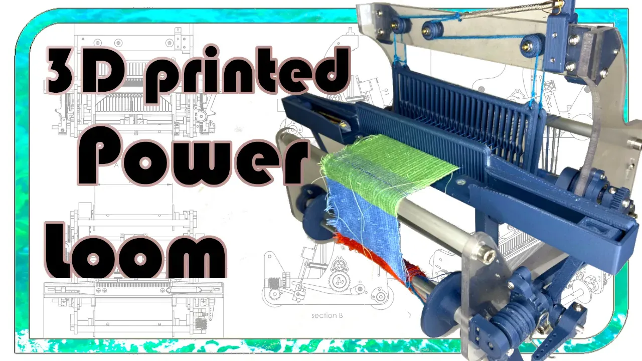 3D printed Weaving Power Loom / technical details, how it works,  construction by Fraens, Download free STL model