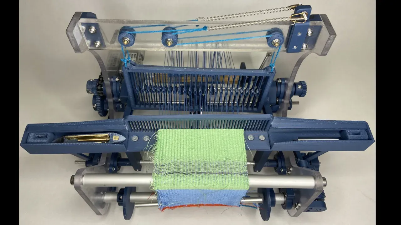 3D printed Weaving Power Loom / technical details, how it works,  construction by Fraens, Download free STL model