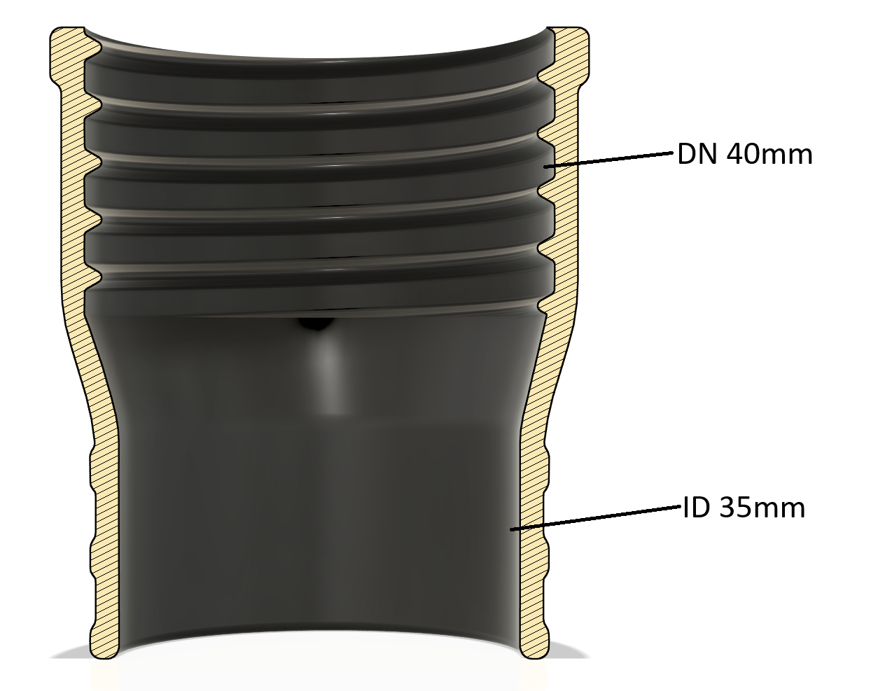 DN40mm to ID35mm TPU Vacuum Adapter