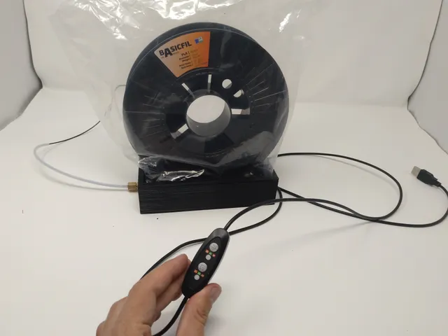 easy low filament costs Dryerbox for original MINI-base-spoolholder with 60°C heating and silikat guidance release adapter PC4-M8