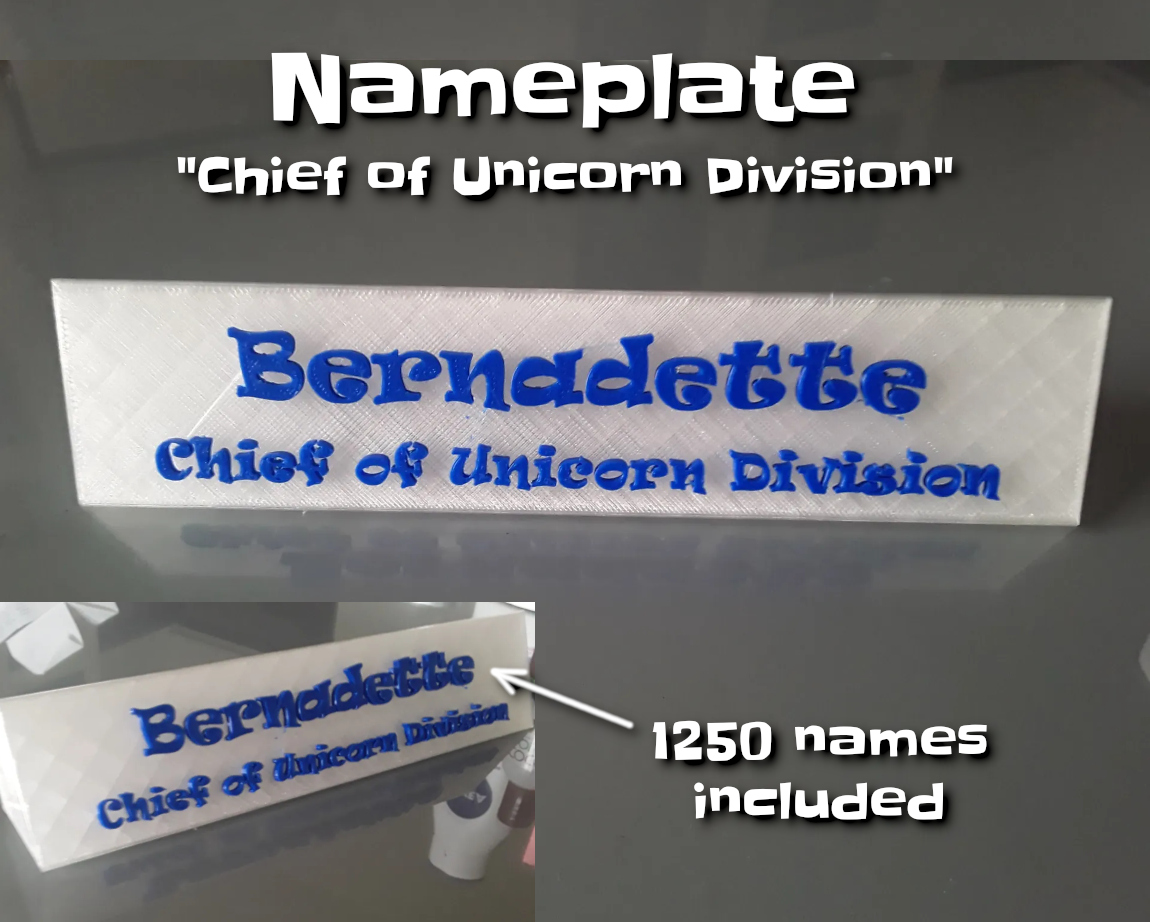Nameplate "Chief Of Unicorn Division" (1250 names included)