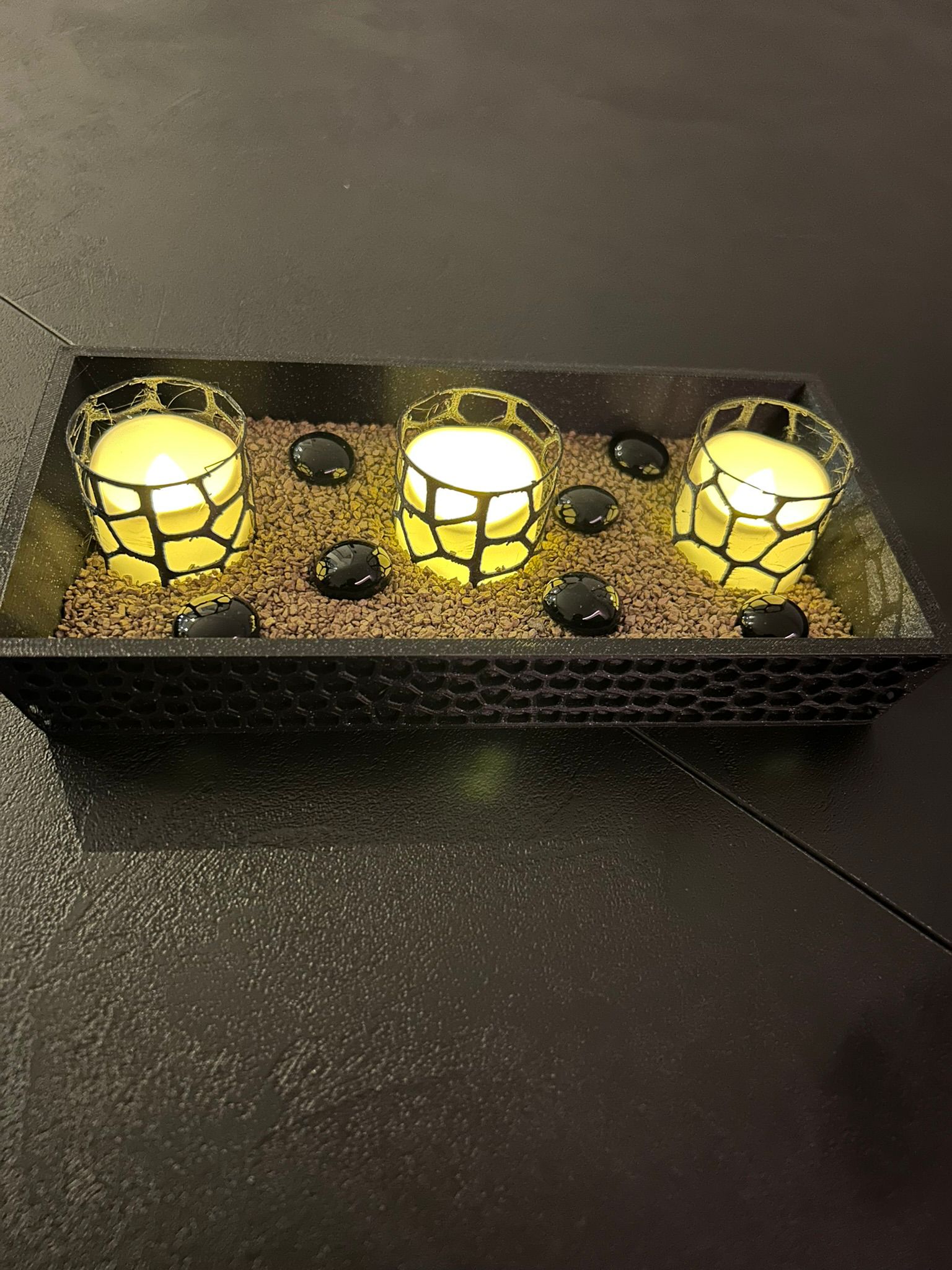 Triple Voronoi Tea Light Holder