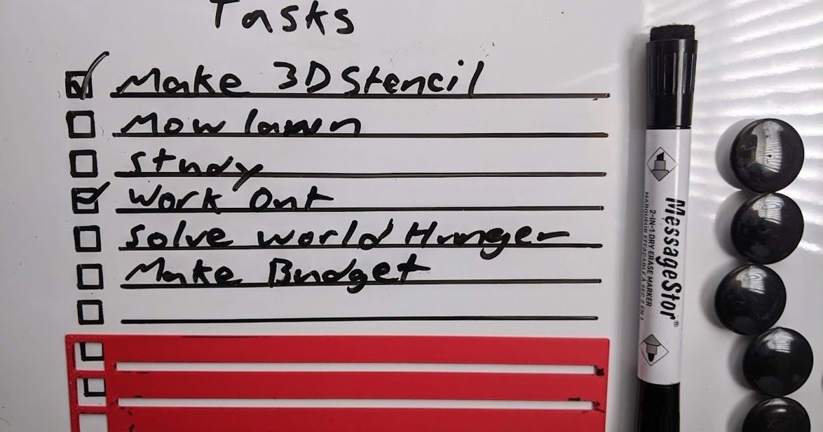 Whiteboard Checklist Stencil by seyer Download free STL model