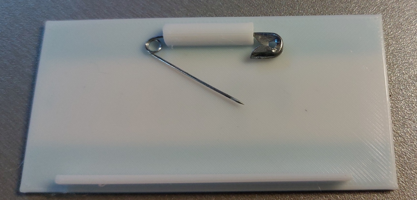 Simple Personal Tag with Imprinted Safety Pin / Magnet