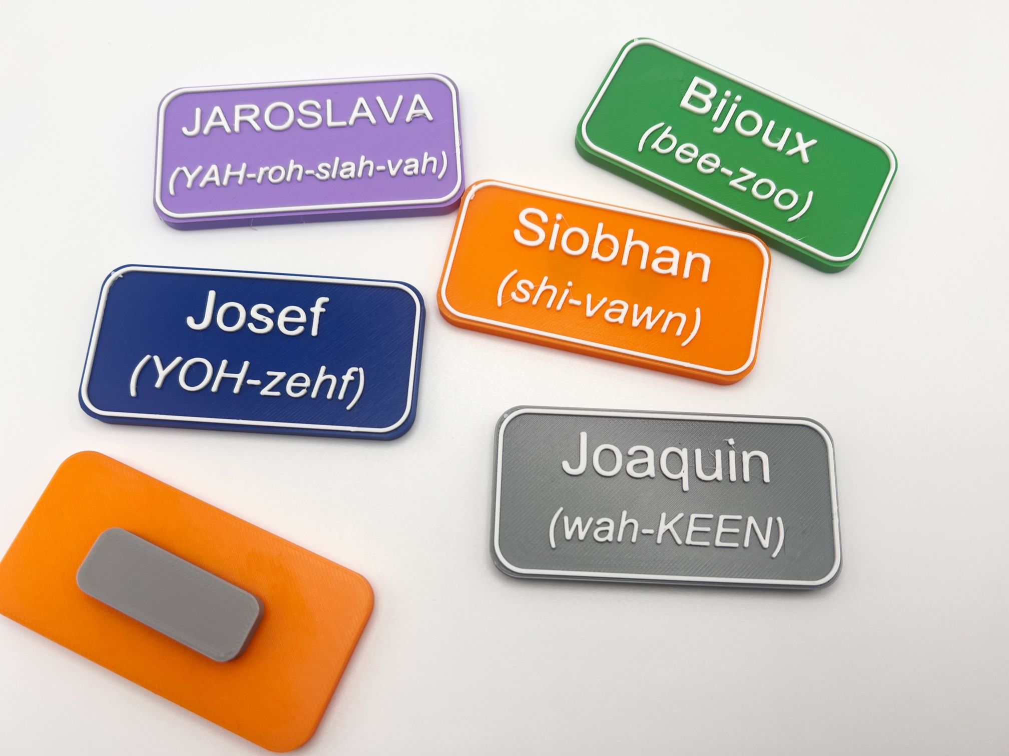 Customizable Magnetic Name Tags with Pronunciation