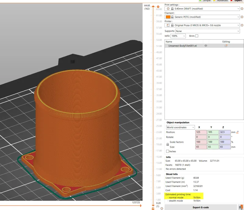 Voron 2.4/R2 60mm exhaust flex-tube adapter by JGW