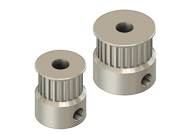 GT2 Pulley Set 16, 20, 25, 50 and 80 tooths, five hole sizes.