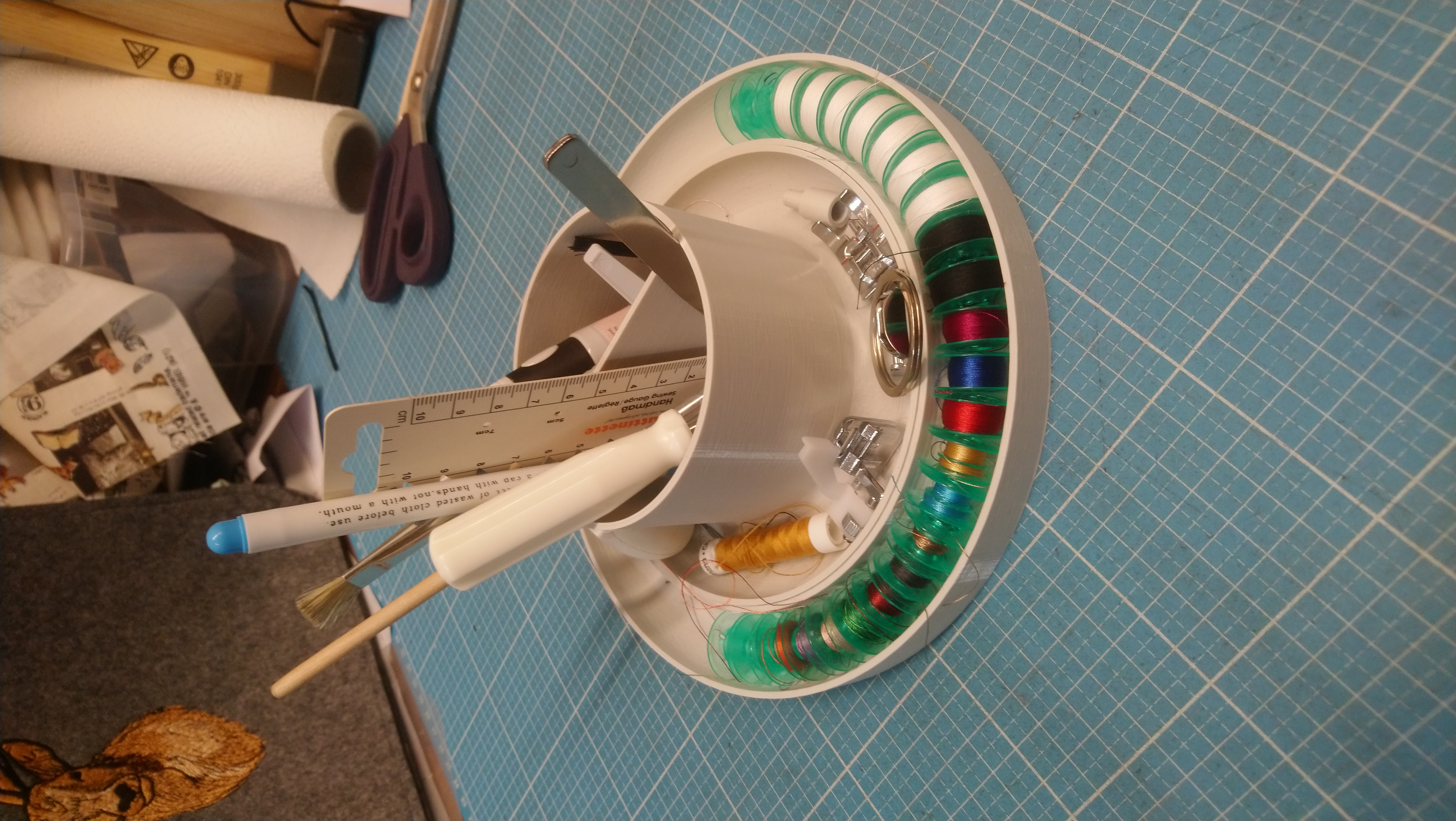 sewing utilities and bobbin tray