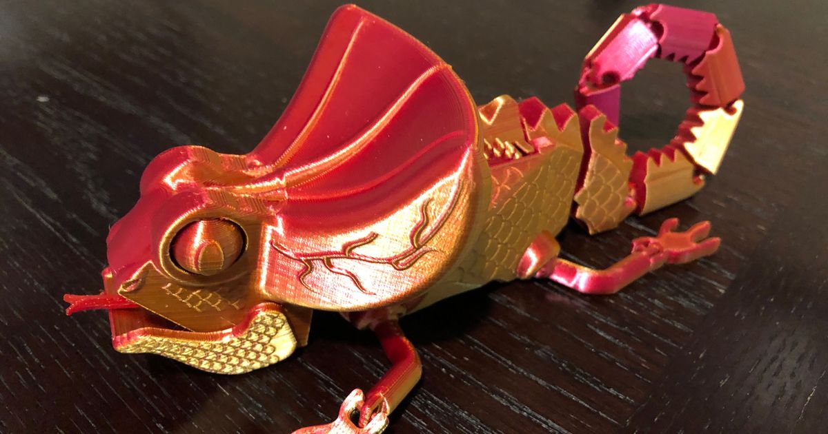 Lenny the Happy Articulated Mechanical Lizard w Printinplace GearBox