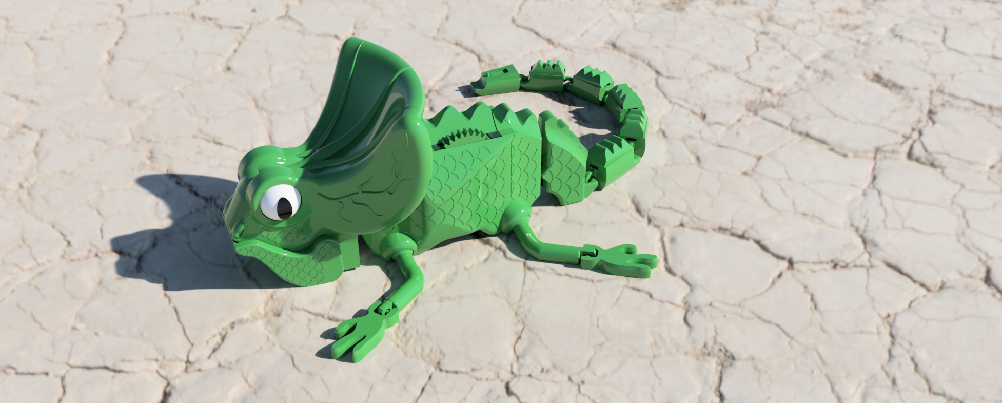 Lenny the Happy Articulated Mechanical Lizard w Printinplace GearBox