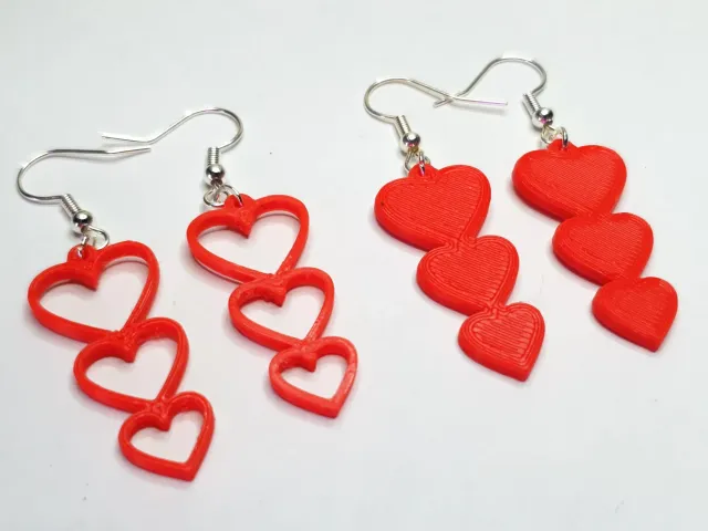 Triple Heart Earrings