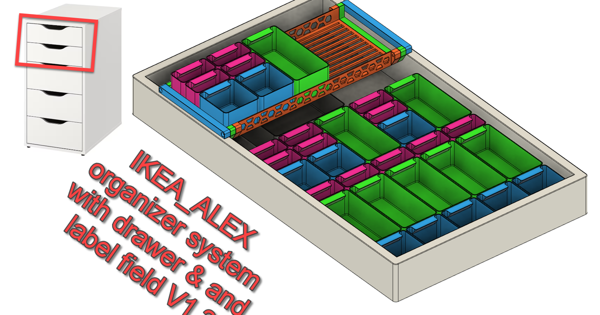 Ikea alex organizer system with drawer and label field v1 2 by