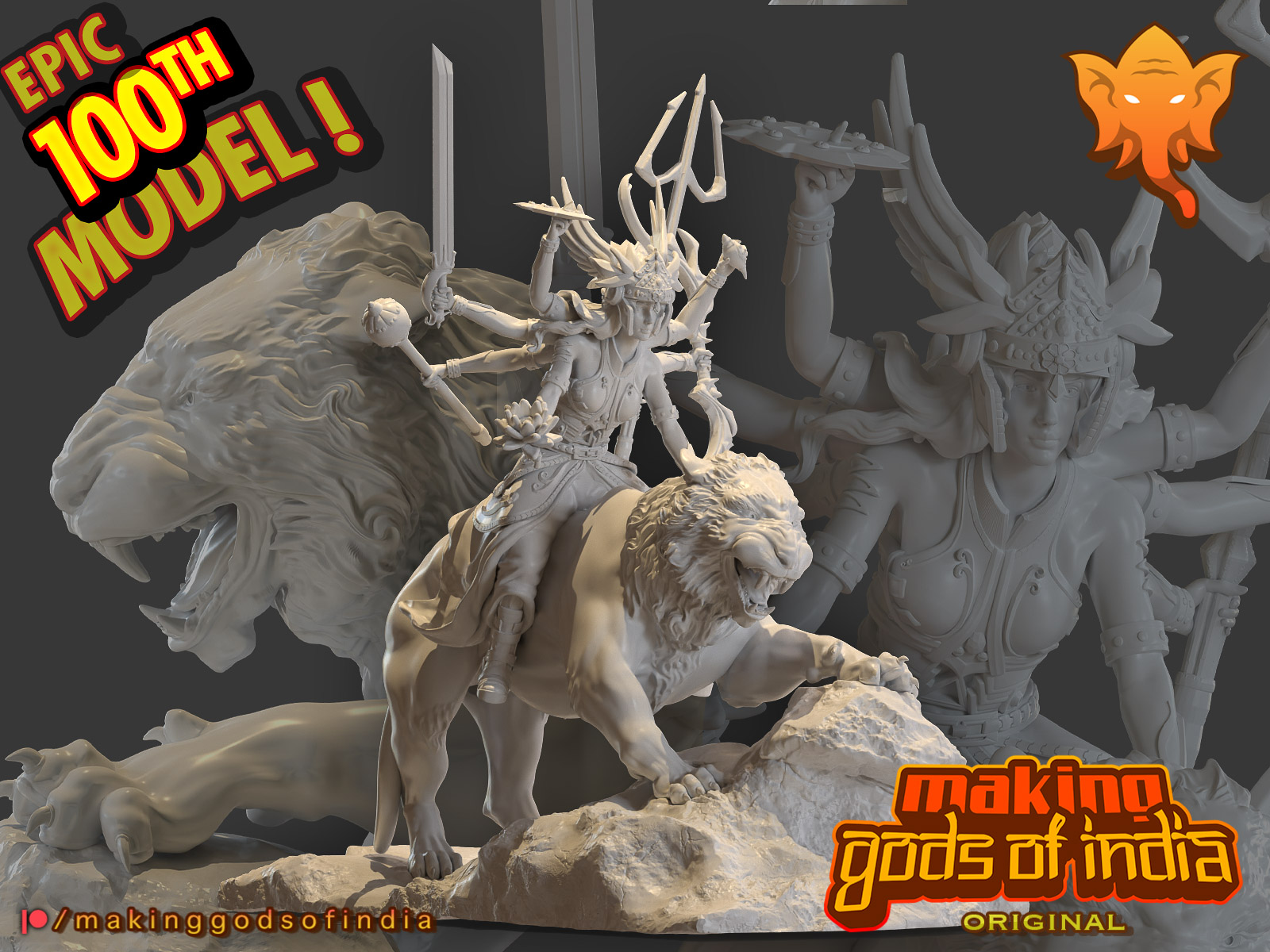 Durga - Goddess of Wars, Strength & Protection  [100th model!!]