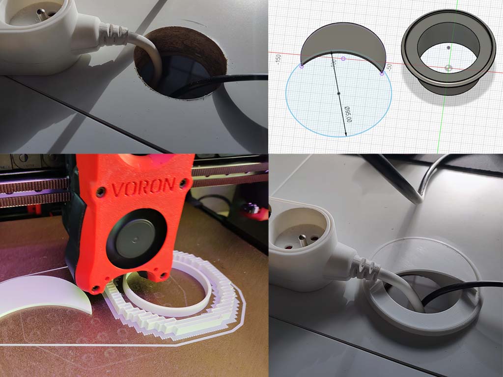 IKEA Desk Cable Grommet (33mm) / Cable Management for IKEA Tops