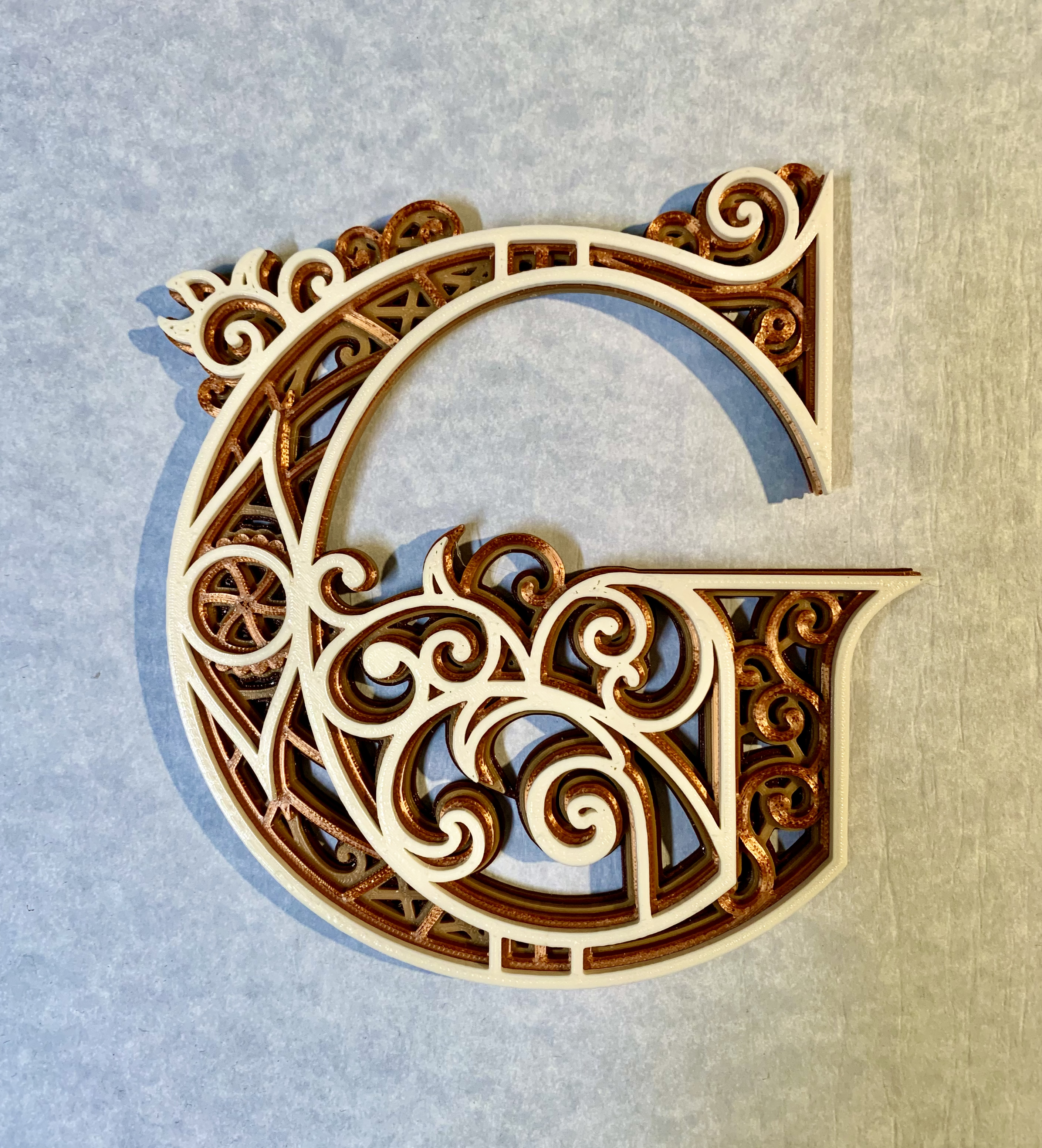 Ornate Letter G Monogram - Fixed STL Added