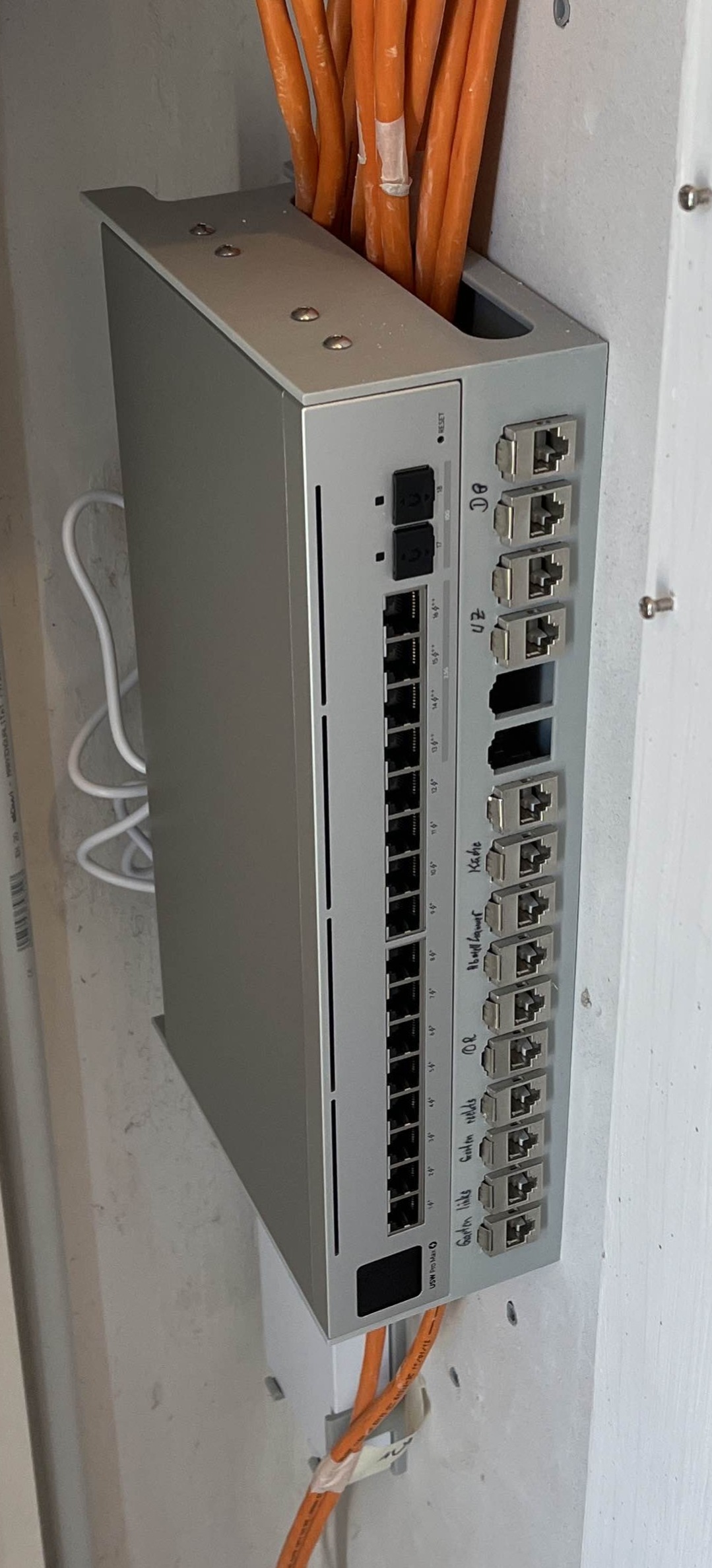 Unifi switch mount with patch panel (e-dat) for wall mounting (Pro Max 16 /Pro Max 16 PoE size)