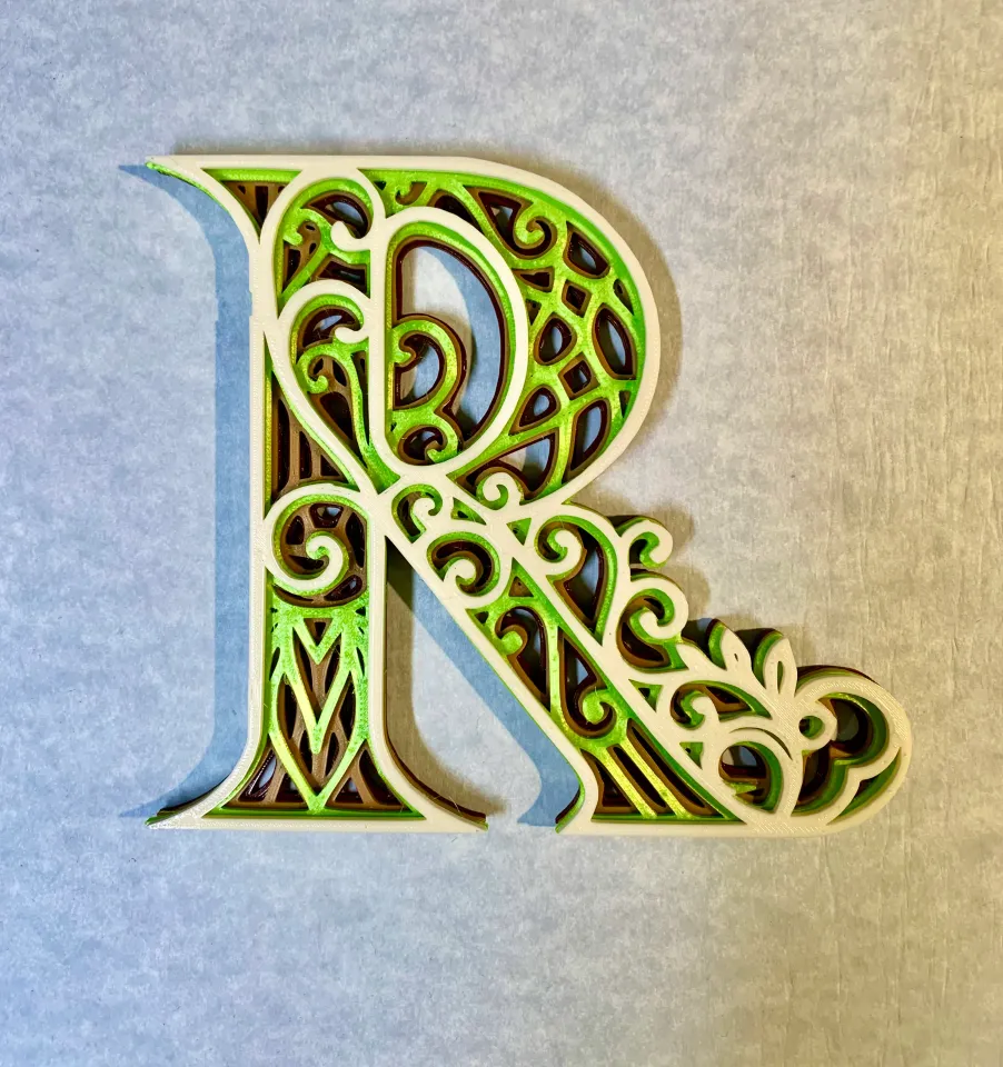 Ornate Letter R Monogram by Art G | Download free STL model ...