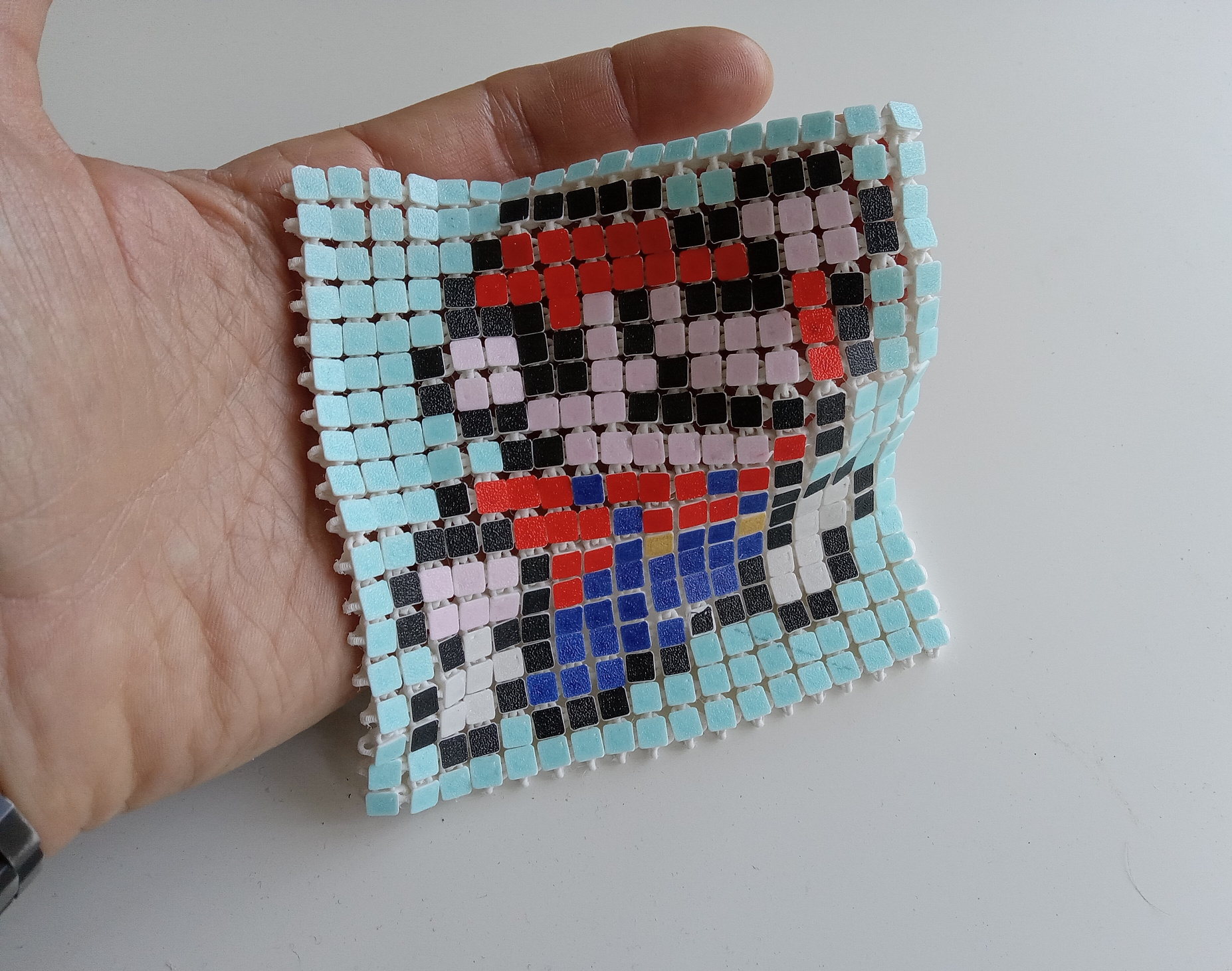 Mario pixel art fabric.