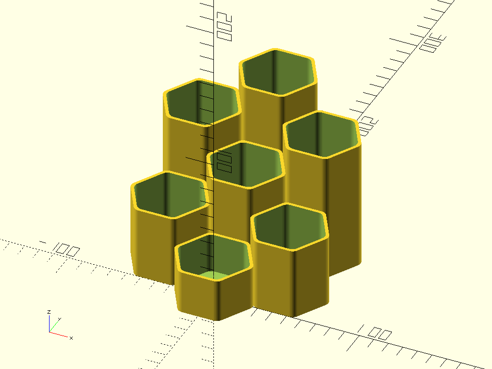 HEXA stojan na psací potřeby (HEXA stationery stand)-OpenSCAD parametrizable