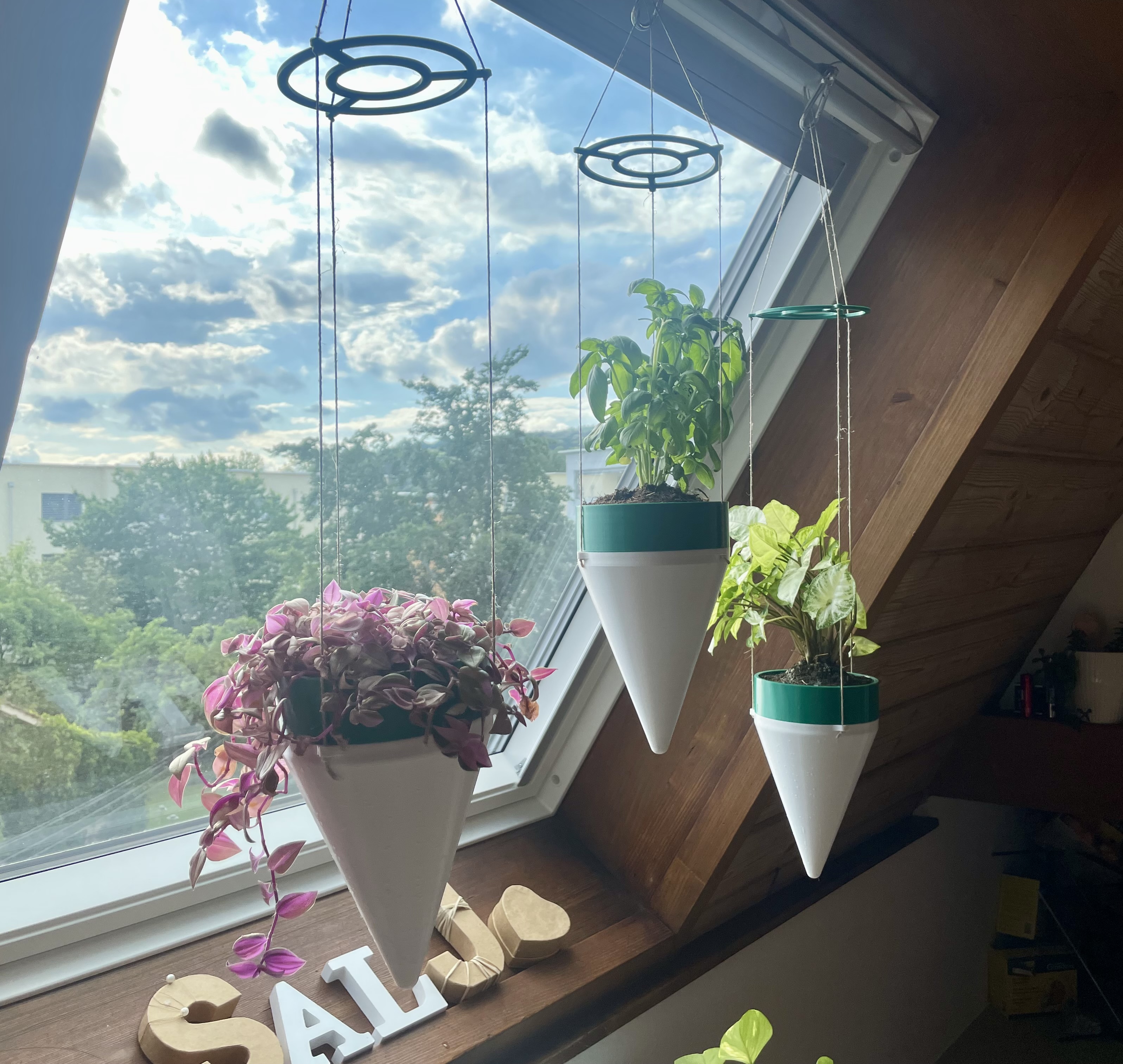 Hanging self watering plant pot