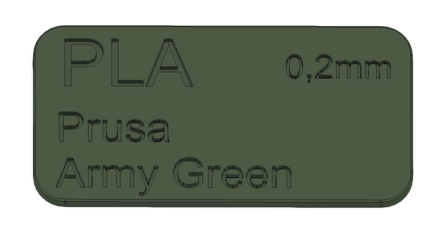 Sample Card Prusa Army Green PLA