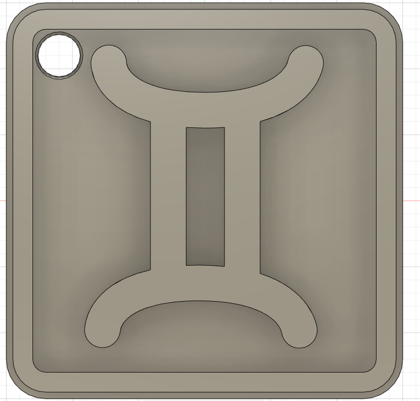Keychain Tag Gemini Zodiac Symbol 30x30 mm