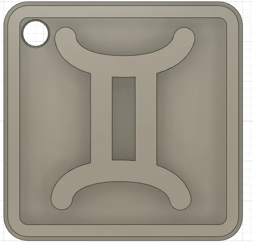 Keychain Tag Gemini Zodiac Symbol 30x30 mm