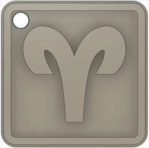 Keychain Tag Aries Zodiac Symbol 30x30 mm