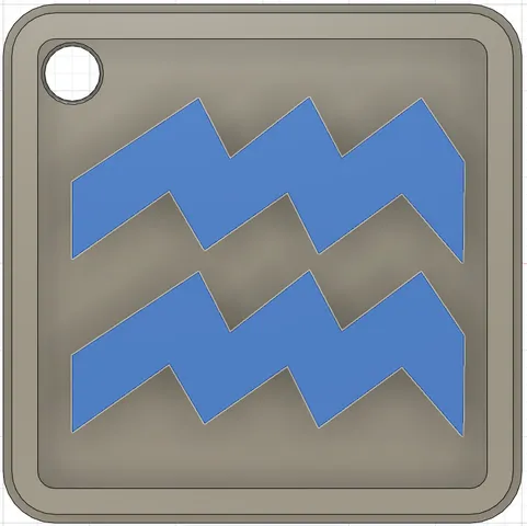 Keychain Tag Aquarius Zodiac Symbol 30x30 mm