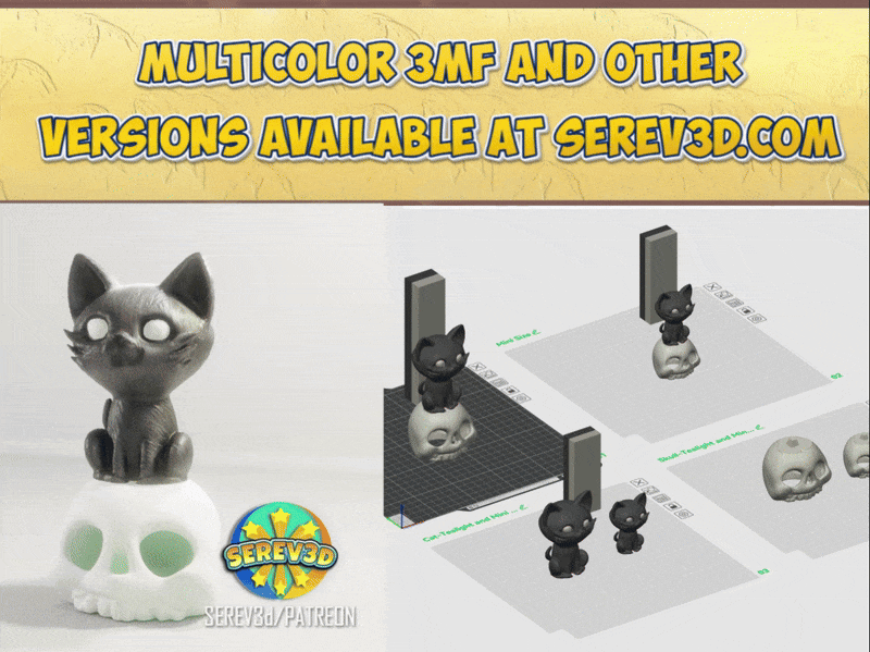 Cat on Skull-Serev3d — thumbnail 3
