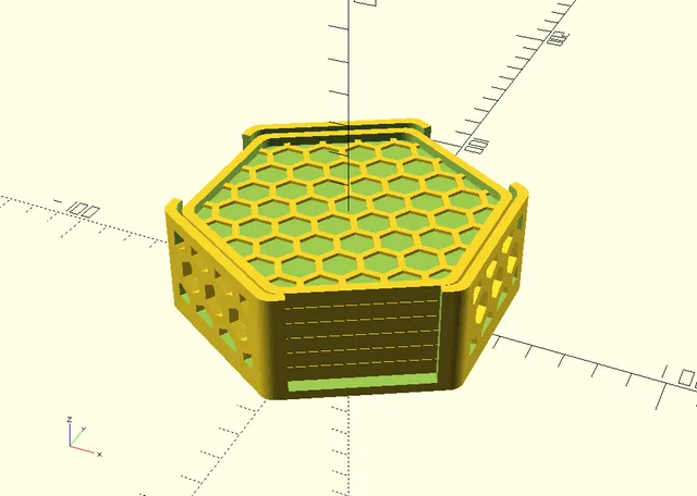 HEXA podtácky se vzorem plástve (HEXA Coaster with honeycomb pattern) - OpenSCAD parametrizable