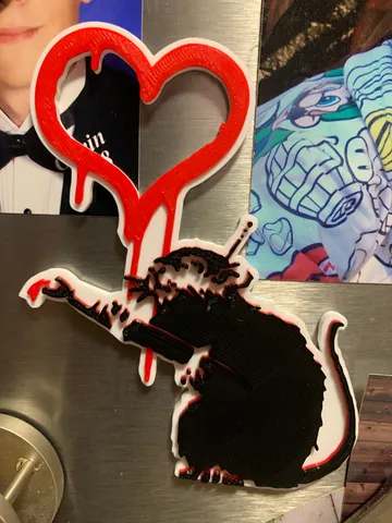 Refrigerator magnet based on Banksy Love Rat