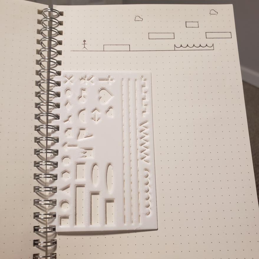 Game Prototyping Stencil for Spiral Notebooks